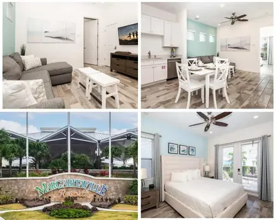 a collage of photos of a living room and a kitchen at Up to Scale With Margaritas in Orlando