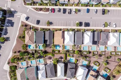 an overhead view of a street with houses at Hunky Dory II in Orlando