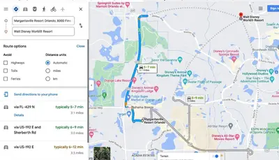 a map showing the route of a trail at Krows Nest - Near Disney World & Universal in Orlando
