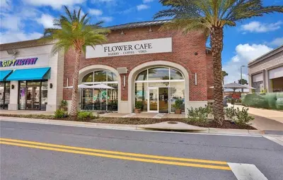a building with palm trees in front of a store at Parrotfish Place - Stay for 6 in Orlando