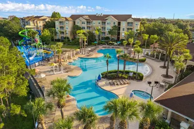 an aerial view of a pool at a resort at Disney Retreat w/ Wizard & Galaxy Rooms in Orlando