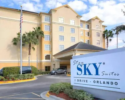 a sign in front of a stay sylvania hotel at 1 BR1 Bath sleeps 6 Close to Universal Parks in Orlando