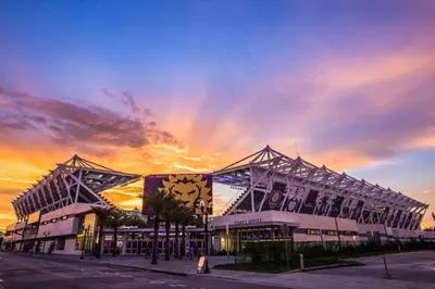 a view of a baseball stadium at sunset at Eola Retreat Private Hot Tub with Grill in Orlando
