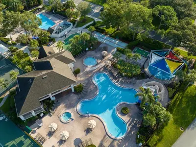 an aerial view of a pool at a resort at Sheraton Vistana Resort Two Bedroom Apartment with Resort Access in Orlando