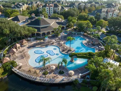 an aerial view of a resort with two pools at Sheraton Vistana Resort Two Bedroom Apartment with Resort Access in Orlando