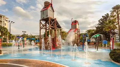 a water park with a water fountain at Marriott's Harbour Lake Studio Apartment with Resort Access in Orlando