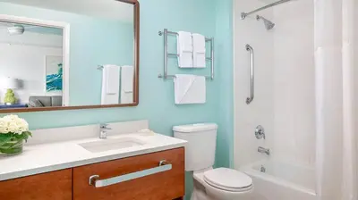 a bathroom with a toilet and a sink and a mirror at Marriott's Harbour Lake 1BR Apartment with Resort Access in Orlando