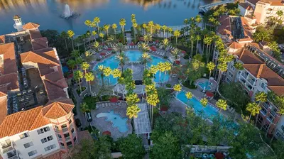 an overhead view of a resort with a swimming pool at Marriott's Grande Vista 3BR Apartment with Resort Access in Orlando