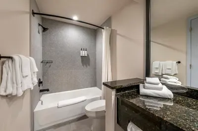 a bathroom with a tub and a toilet and a sink at voco Kissimmee Orlando by IHG in Orlando