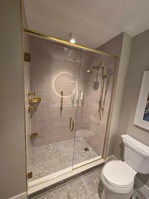 a bathroom with a shower and a toilet at Go 29 Margaritaville Studio in Orlando