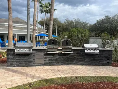 a brick wall with four heaters on top of it at Condo-Free Shuttle-Disney-Universal Epic in Orlando