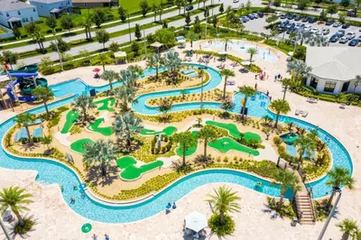 an aerial view of a water park at a resort at 4822 Resort Pool House Disney Universal Orlando in Kissimmee