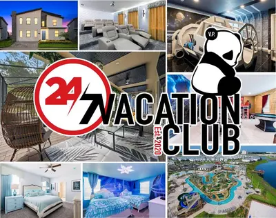 a collage of pictures of a vacation club at 24-7 Vacation Club! Affordable Vacation Stays, Multiple Units Available, All Over Florida! Name your price today! in Kissimmee