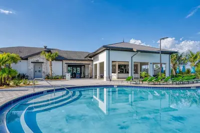 a swimming pool in front of a house at Storey Lake Resort 510 - Hosted by Top Villas in Kissimmee