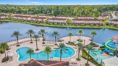 an aerial view of the pool at the resort at Waterfront ParadiseClose 2 DisneyGated Community in Orlando