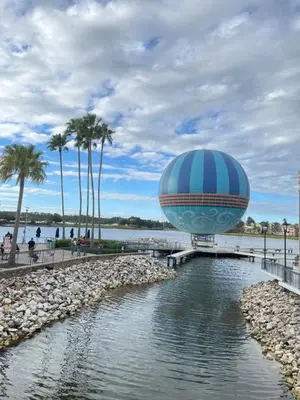 a hot air balloon over a body of water at Happy Home in Orlando