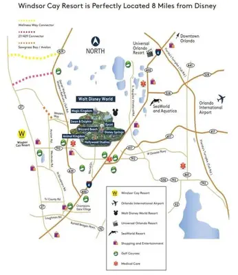 a map of the murrell cay resort is privately leased miles from driveway at Brand New 05 Bedrooms At Windsor Cay in Orlando