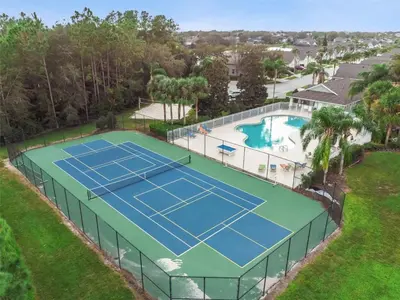 an overhead view of a tennis court at Themed 4BR villa w spa & pool-Close To Disney in Orlando