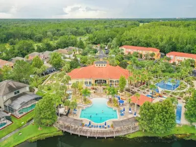 an aerial view of the resort with a swimming pool and resort at Sunshine Serenity by Paradise Resort Vacations in Kissimmee