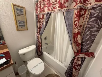 a bathroom with a toilet and a bath tub at Cumbrian Sunset Villa home in Kissimmee