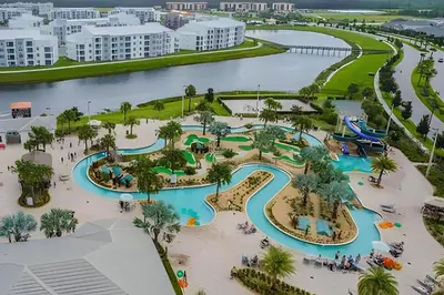 an aerial view of a water park in a resort at Condo Luxo 3 Quartos | Storey Lake Resort in Kissimmee