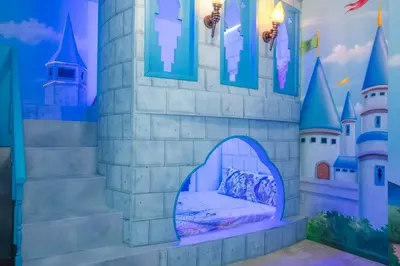 a castle themed bedroom in a disney room at 12BR Home w Game Room Movie Theater in Kissimmee