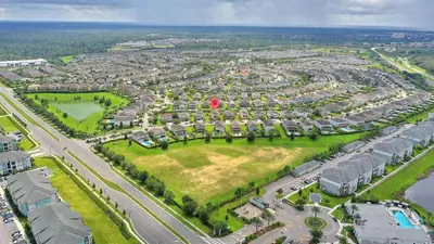 an aerial view of a city with a park at Sunset Games Retreat at Reunion Resort villa in Orlando