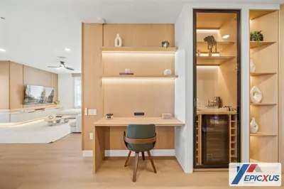 a living room with a desk and a chair at The Epic New Jersey Vista Cay in Orlando