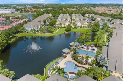an aerial view of a resort with a pool at Bellavue Getaway in Kissimmee