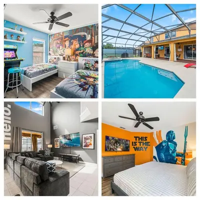a collage of pictures of a house with a swimming pool at Emerald- 2793 in Kissimmee