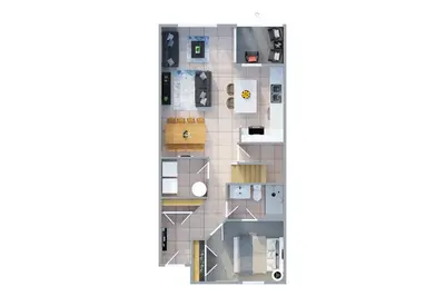 a rendering of a floor plan at Pond View Club Cortile Resort Pool Hot Tub Theme in Kissimmee