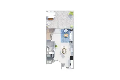 an overhead view of a floor plan of a house at Private Hot Tub Terra Verde Resort Pool Themed Rooms in Kissimmee