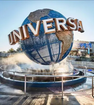 a large sign for the universal worldsystem at 10 Minutes from Universal - Relaxing Guest Suite in Orlando