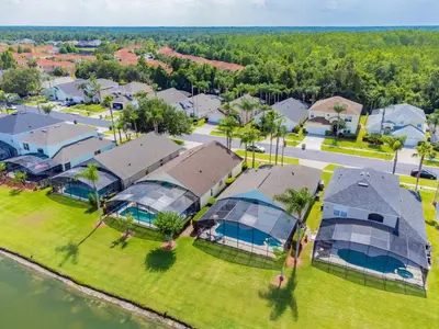 an aerial view of a home with a house at Private Heated Pool near Disney in Kissimmee