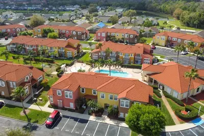 an overhead view of a suburb with houses at Family Stay Close to Disney Parks in Kissimmee