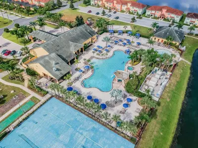 an aerial view of a pool at a resort at Disney Retreat – 15min to Parks in Kissimmee