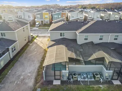 an aerial view of a residential neighborhood with houses at Disney Getaway: Private Pool Resort in Kissimmee