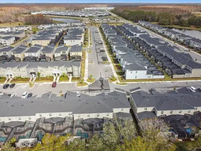 an aerial view of a large parking lot at Private Pool Luxury Resort Amenities in Kissimmee
