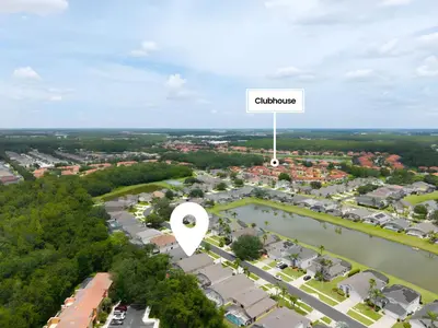 an aerial view of a city with a sign that reads chicago at Cozy No-Carpet Home Heated Pool Disney in Kissimmee