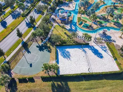 an overhead view of a pool at a resort at 4731#201- 3BR Condo 10min Disney 2 WaterParks in Kissimmee