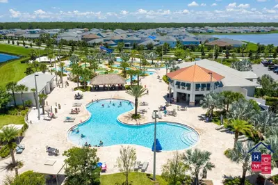 an aerial view of the pool at the resort at Luxury Condo Near Disney and Resort Access in Kissimmee