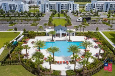 an aerial view of the pool at the resort at Lake View Condo with Resort in Kissimmee