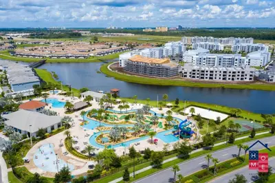 an aerial view of a resort with a water park at Condo near Disney with Resort in Kissimmee