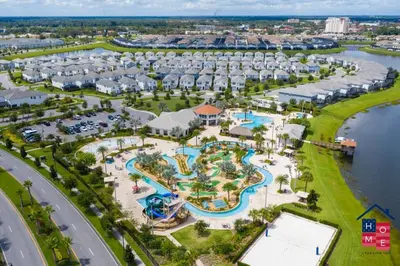 an aerial view of the water park at the resort at Resort Condo near Disney in Kissimmee
