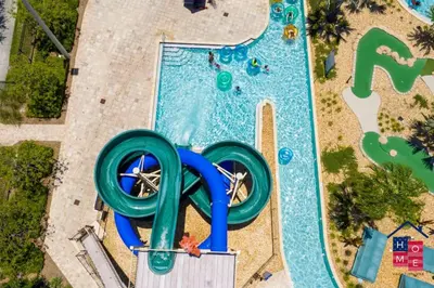 an overhead view of a swimming pool at a resort at Resort Condo near Disney in Kissimmee