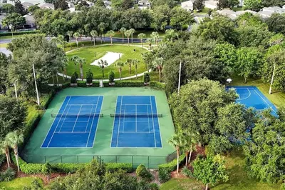 an overhead view of two tennis courts at Disney Dream in Orlando