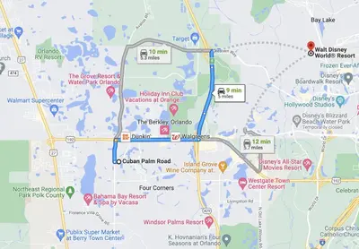a map showing the location of the grove resort at Cheerful 5 Bdr Sunny Pool in Kissimmee