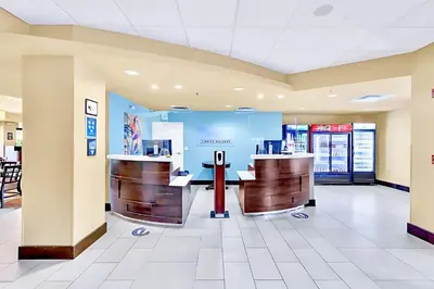 a lobby of a fast food restaurant at Stylish King Apt w Arcade Game & BBQ Near Disney in Orlando