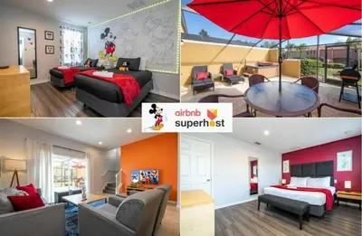 a collage of three pictures of a hotel room at Beautiful 2 bedrooms with Hot tube in Kissimmee