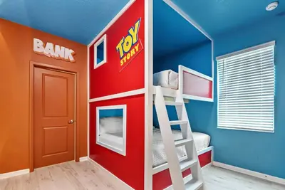 a playroom with a lego bunk bed in a room at Home 08 Bedrooms At Bella Vida in Kissimmee
